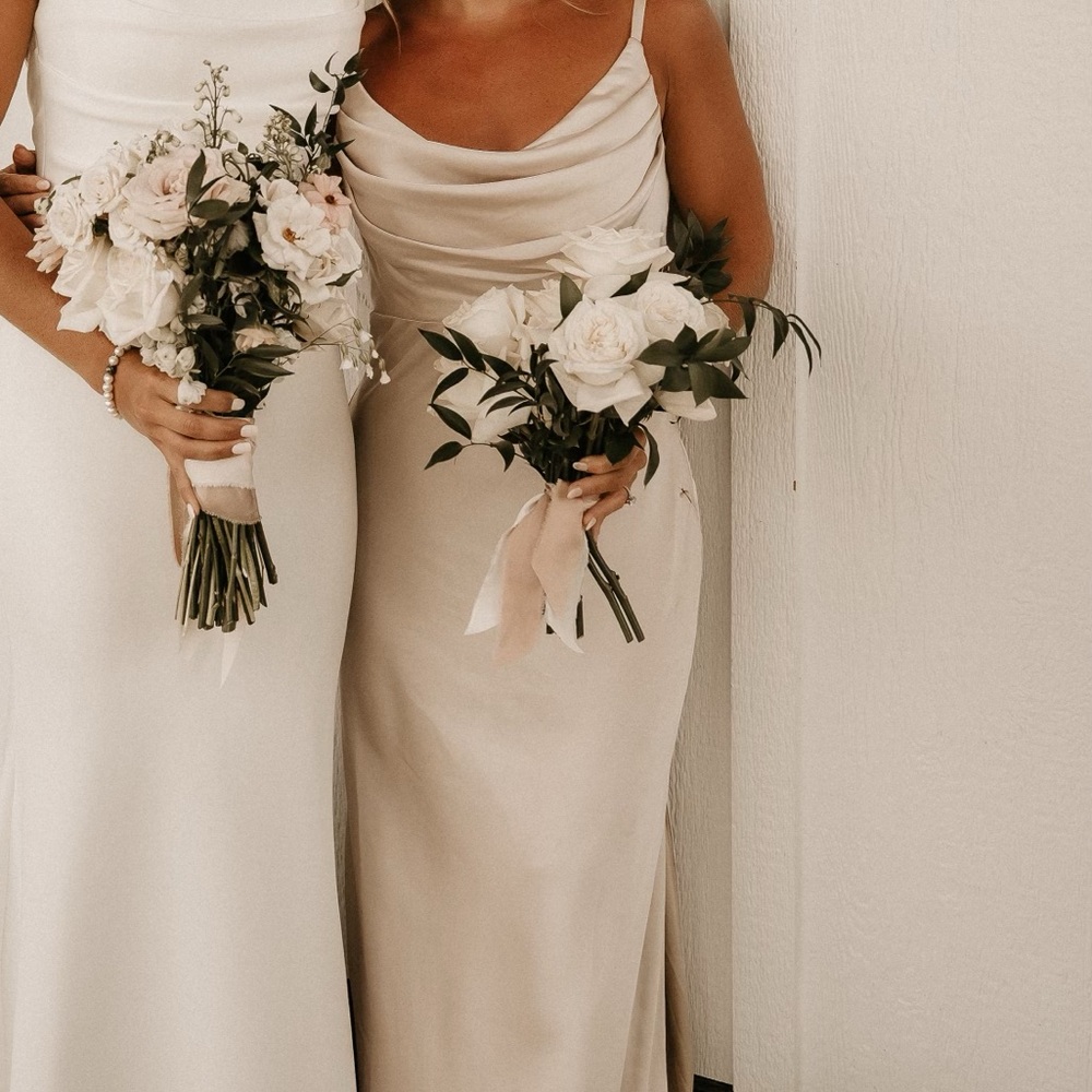 Revelry skye soft champagne bridesmaid dress